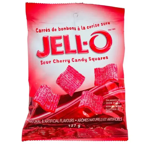 [055415888828] JELL-O SOUR CHERRY SQUARES 127G