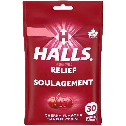HALLS MENTHOL COUGH RELIVER CHERRY 30PK 