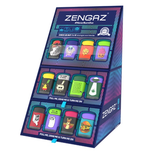 [840110700014] ZENGAZ LIGHTERS DISPLAY - 48/CT