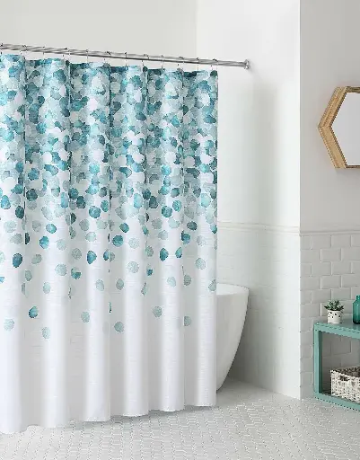 [74975] BODICO SHOWER CURTAIN TEAL & GREY 70"X72"