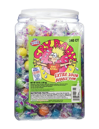 [059642006352] CRY BABY JAR EXTRA SOUR BUBBLEGUM 240CT