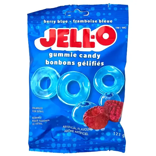[055415236506] JELL-O BERRY BLUE RINGS GUMMY 127G 