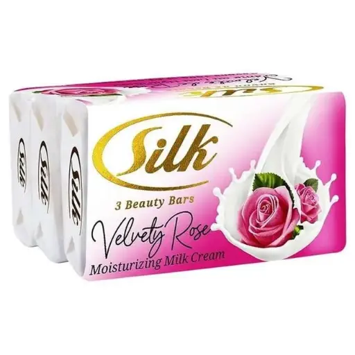 [H26100] SILK SOAP BAR ROSE 3/PK 