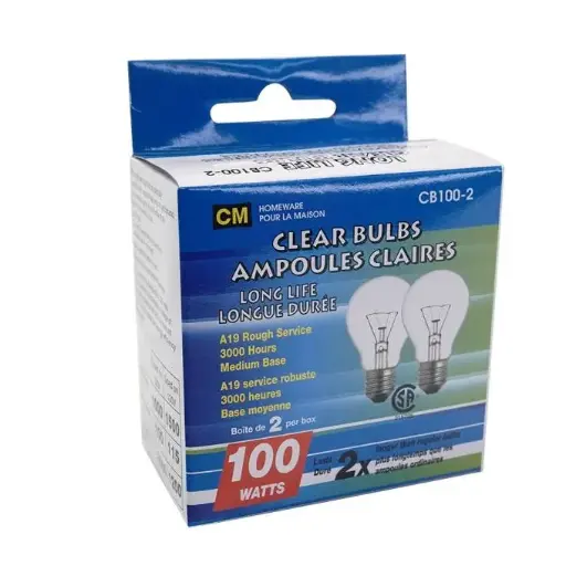 100W STANDARD CLEAR BULBS 2PK