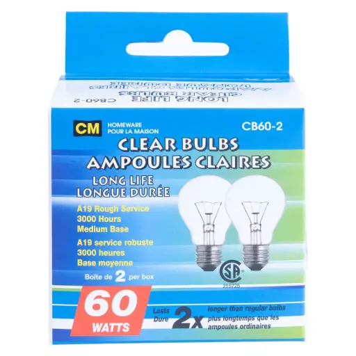 60W STANDARD CLEAR BULBS 2PK 