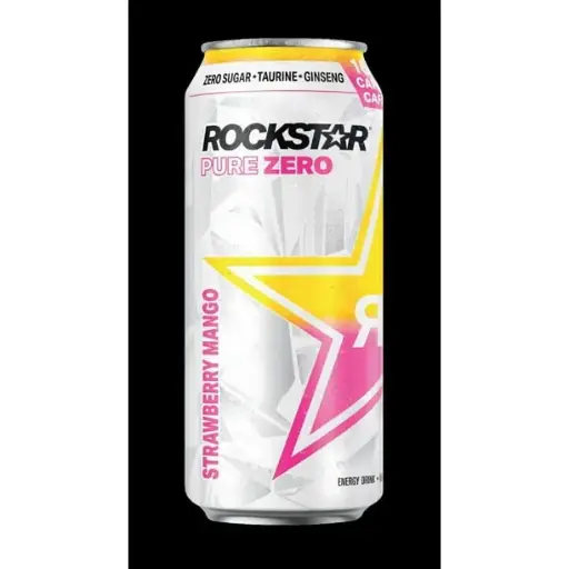 [818094009324] ROCKSTAR PURE ZERO STRAW. MANGO 12CT/473ML