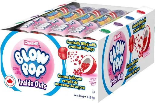[062851272487] CHARMS BLOW POP INSIDE OUT GUMBALLS 65G/24CT