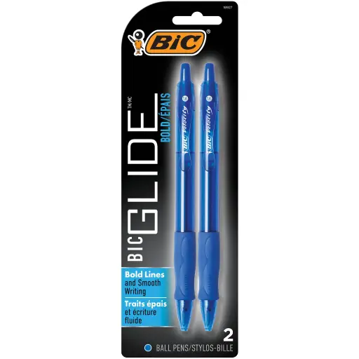BIC GLIDE BALL PENS BLUE /2PK
