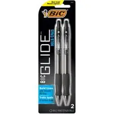 [070330186279] BIC GLIDE BALL PENS BLK /2PK  