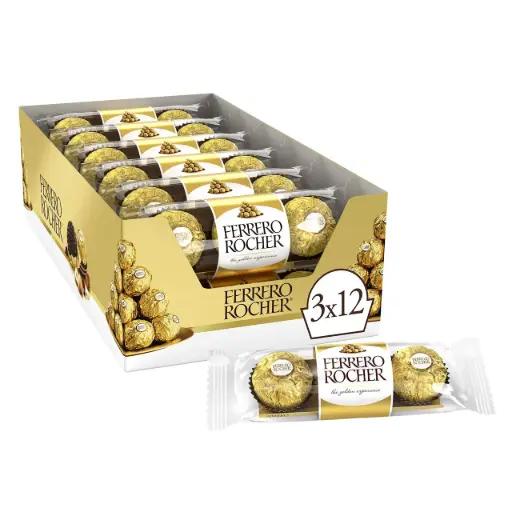 [062020033949] FERRERO ROCHER HAZELNUT CHCOLATE 37.5G/12CT