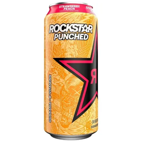 [069000161425] ROCKSTAR STRAWBERRY PEACH 12CT/473ML 