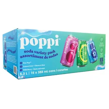 [810063711665] POPPI SODA VARIETY PACK 355ML/15CT 