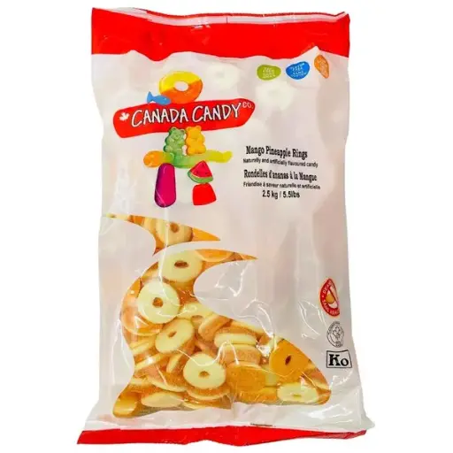 [064777811634] CANADA CANDY MANGO PINEAPPLE RINGS 2.5KG