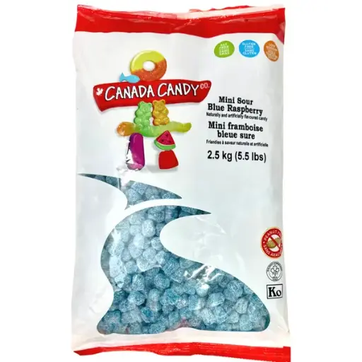 [064777806036] CANADA CANDY MINI SOUR BLUE RASP 2.5KG