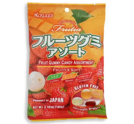 [4901326040809] KASUGAI FRUITS ASSTD GUMMY CANDY 102G (JAPAN)