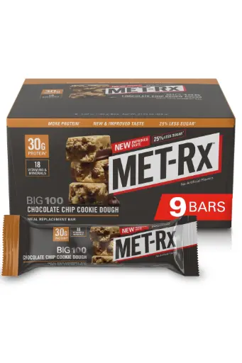 [786560557092] MET RX CHOCOLATE CHIP COOKIE DOUGH PROTEIN BAR 100G/ 9CT