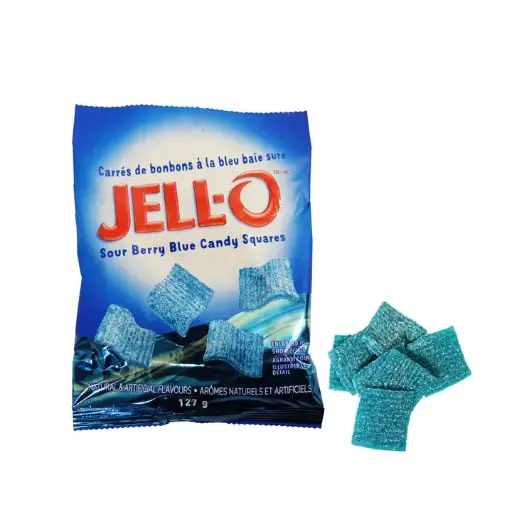 [055415588285] JELL-O SOUR BERRY BLUE SQUARES 127G