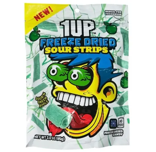[6121] 1UP FREEZE DRIED SOUR STRIPS APPLE 85G