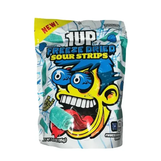 1UP FREEZE DRIED SOUR STRIPS BLUE RASP 85G 