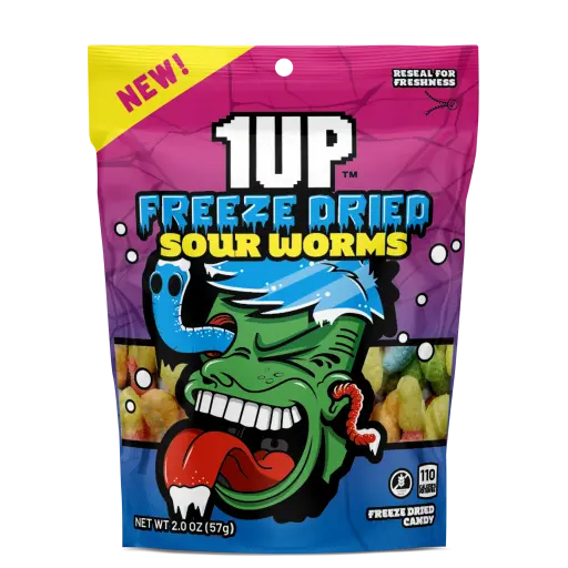 1UP FREEZE DRIED SOUR WORMS 85G
