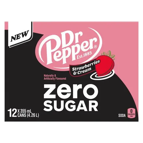 [054900001629] DR PEPPER STRAWB & CREAM ZERO CANS 355/12CT 