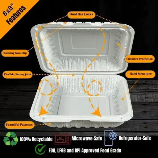 [00990312116035] MFPP HINGED LID DUAL-LOCK 8"X8" 150CT