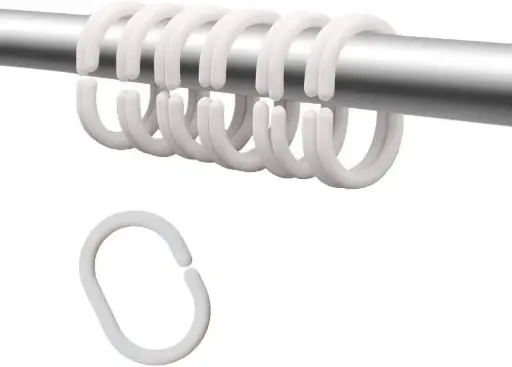  SHOWER CURTAIN HOOKS WHITE /12PK 