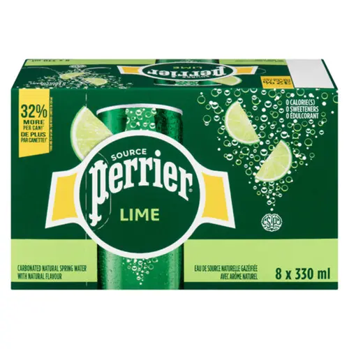 [055000209366] PERRIER WATER LIME SLIM CANS 8CT/330ML