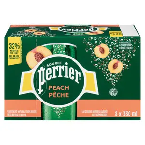 [055000209489] PERRIER WATER PEACH SLIM CANS 8CTX330ML