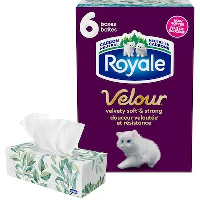 [063435711873] ROYALE VELOCITY FACIAL TISSUES 3PLY / 6PK