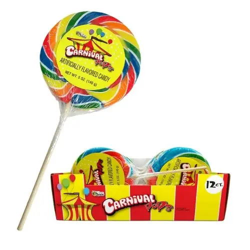 [073563126548] CARNIVAL POPS SOUR GIANT LOLLIPOP 12PK