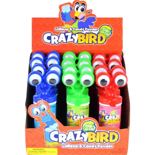 [632365626412] CRAZY BIRD DIP-N-LICK LOLLIPOP 324G/12CT