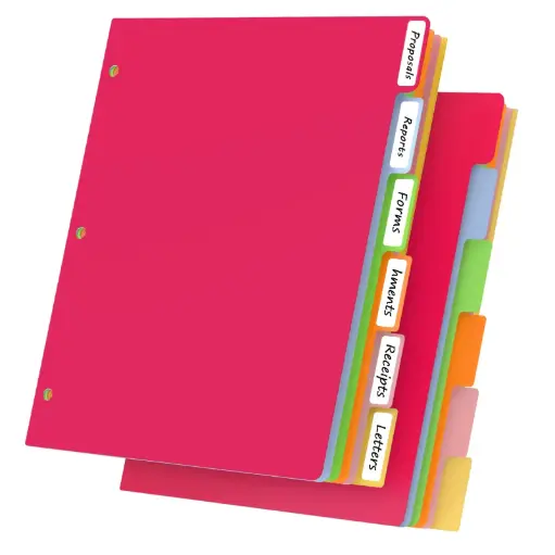 [057447467415] COLORED TAB DIVIDER / 6PK
