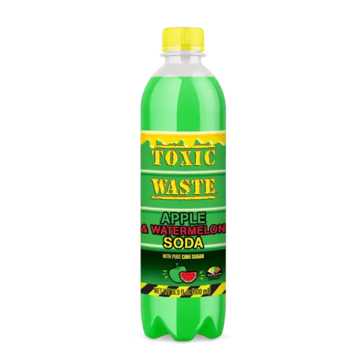 [10810185350060] TOXIC WASTE GREEN APPLE & WATERMELON SODA 500ML/12CT