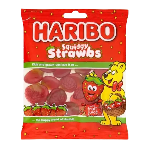 [2210.] HARIBO SQUIDGY STRAWBS 160G (UK)