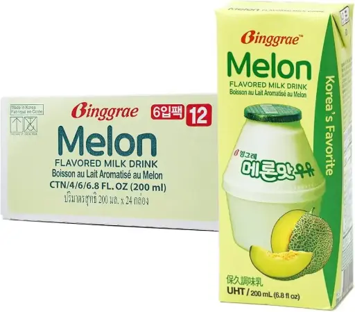 BINGGRAE MELON FLAV MILK 200ML/24CT (KOREA) 