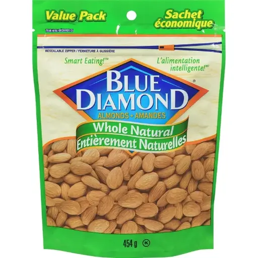 BLUE DIAMOND WHOLE NATURAL ALMONDS 454G