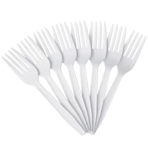 [FP32109] PLASTIC FRKS WHITE ASSORTED 18/PK 