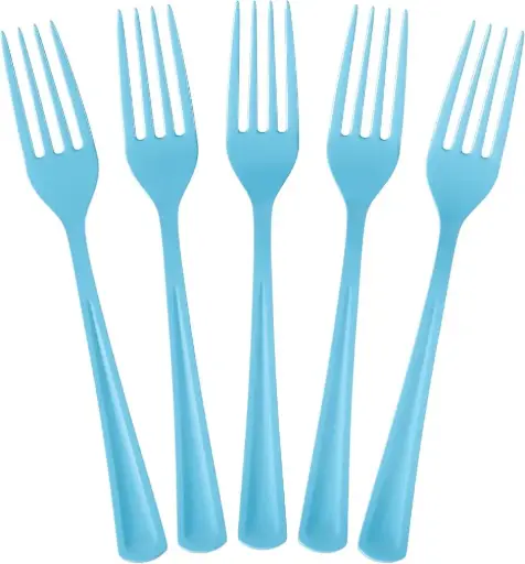 [FP32215] PLASTIC FORKS LIGHT BLUE 18/PK   