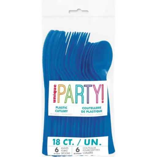 [FP32227] PLASTIC CUTLERY BLUE ASSORTED 18/PK 