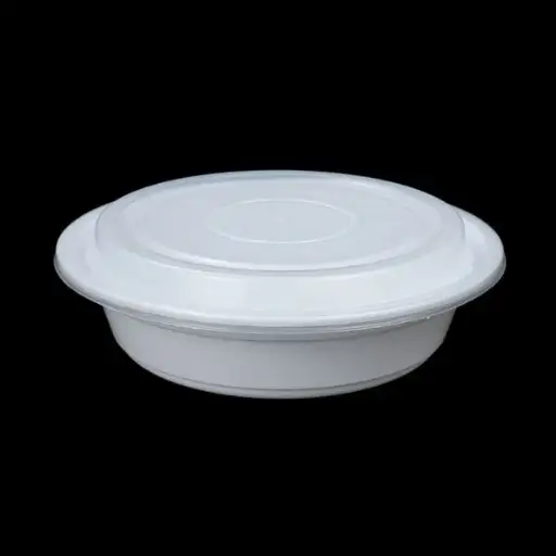 ROUND PLASTIC CONTAINER WITH LID 7" 24OZ 150CT 