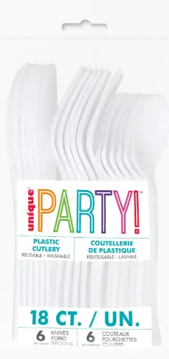 [FP32108] PLASTIC CUTLERY WHITE ASSORTED 18/PK