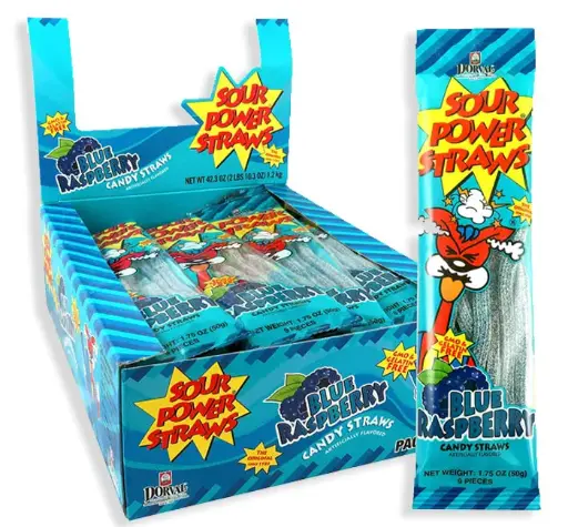 [411065]  SOUR POWER STRAWS BLUE RASP 1.2KG 