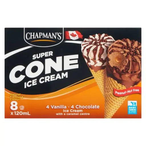 [65361] CHAPMAN'S VANILLA CHOCO CONES 120ML/8PK