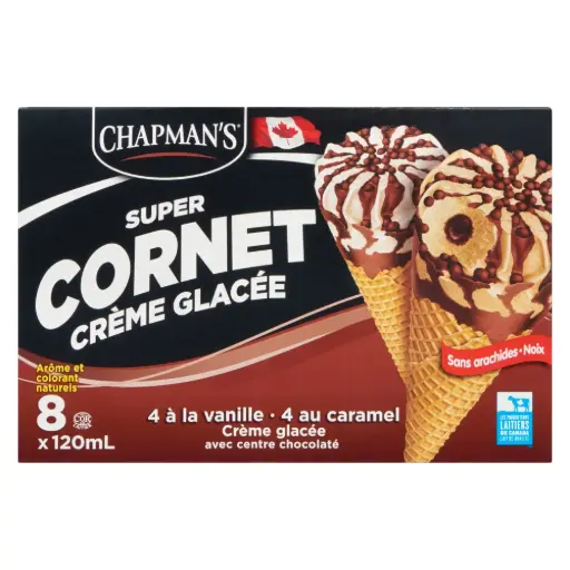 [65360] CHAPMAN'S CARAMEL VANILLA CHOCO CONES 120ML/8PK
