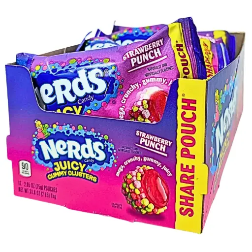 [5292A/85629] NERDS CLUSTER JUICY STRAWBERRY PUNCH 75G/12CT