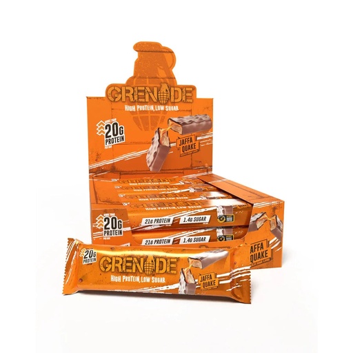 [31009] GRENADE JAFFA QUAKE PROTIEN BAR 60G/12CT 