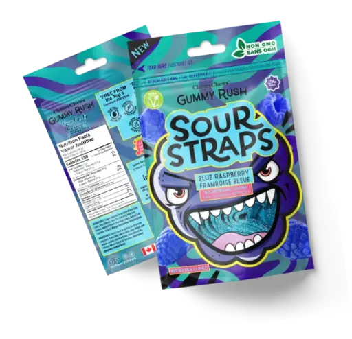 GUMMY RUSH BLUE RASPBERRY SOUR BELTS 96G