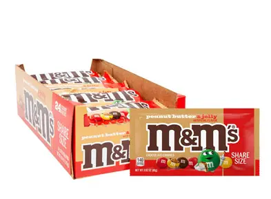 [05560] M&M PEANUT BUTTER JELLY KING SIZE 24CT/1.1KG (U.S) 
