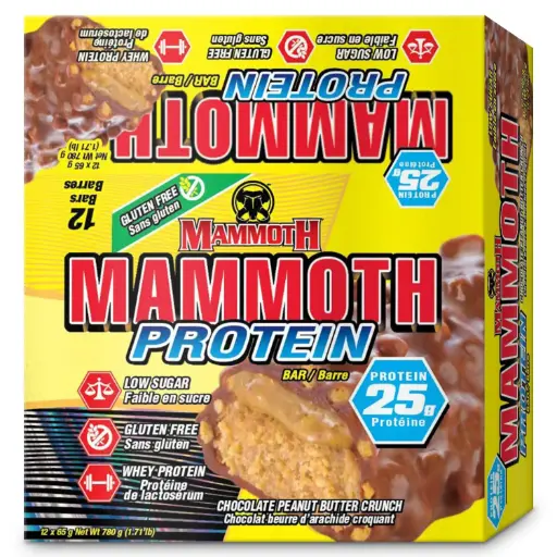 [413] MAMMOTH CHOCOLATE PEANUT BUTTER CRUNCH PROTEIN BAR 75G/12CT 